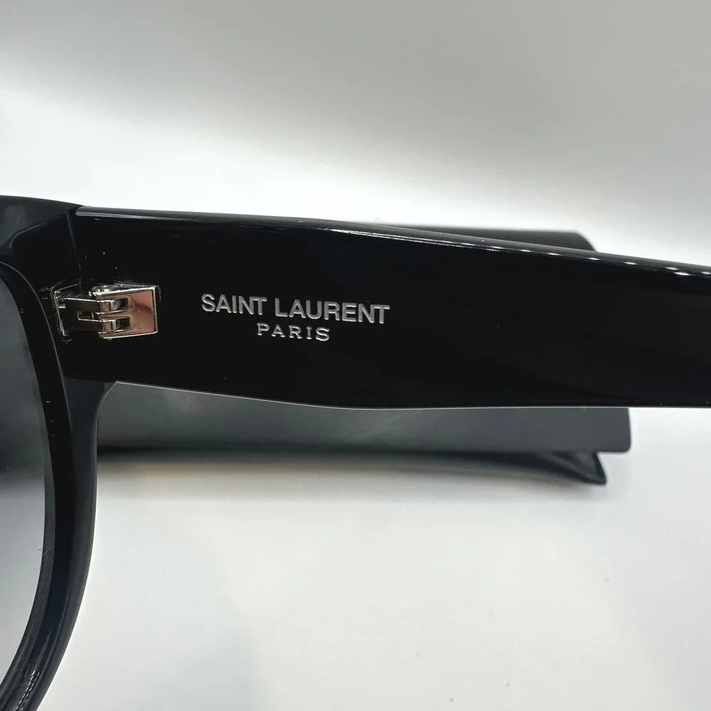 Saint Laurent SL M3 001 Black Cat Eye Sunglasses YSL Monogram Logo Italy Case